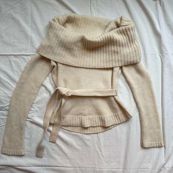 vintage ballet core cashmere cream off shoulder sweater small theory - Picture 5 of 6